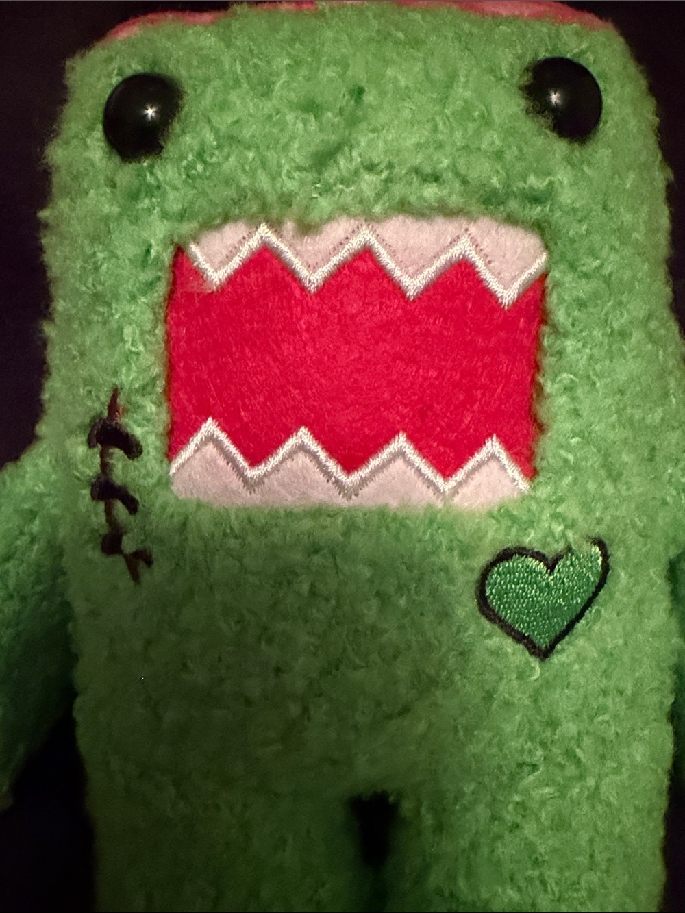 Domo zombie plush Stuffed Toy - Green with Red Mouth - Picture 14 of 15